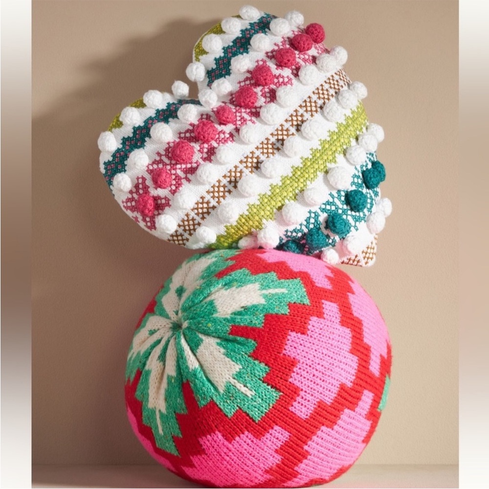 NWT Anthropologie Alpine Knit Heart Pillow
